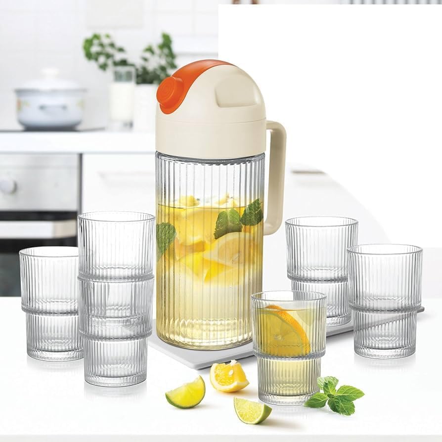 Buy LECROF by Milton Borosilicate Spritz Lemon Glass Set with Jug